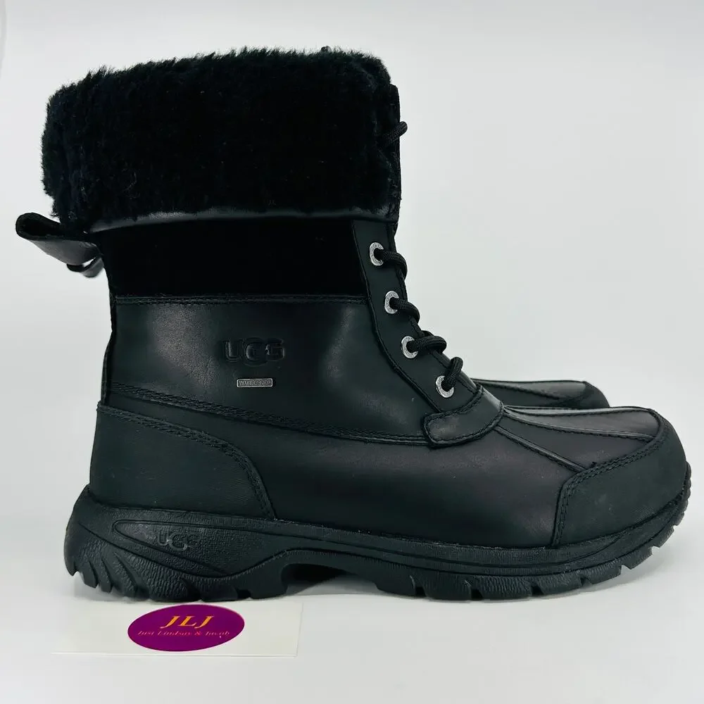 UGG Men's Butte Black Waterproof Leather Vibram Winter Snow Boots 5521 Size 9